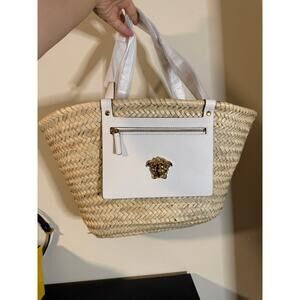 versace beach rafia medusa tote